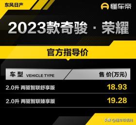 2023款日产奇骏·荣耀上市，18.93万起售配2.0L四缸机